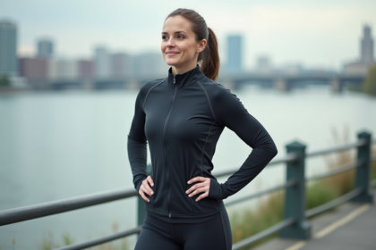 Jeune athlète urbaine en pause après course