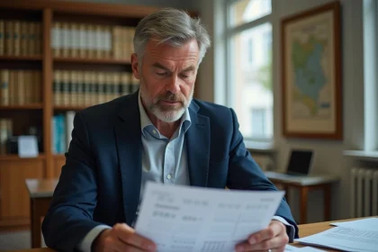 Fonctionnaire territorial en Moselle consultant le calendrier des jours fériés 2026 dans un bureau administratif