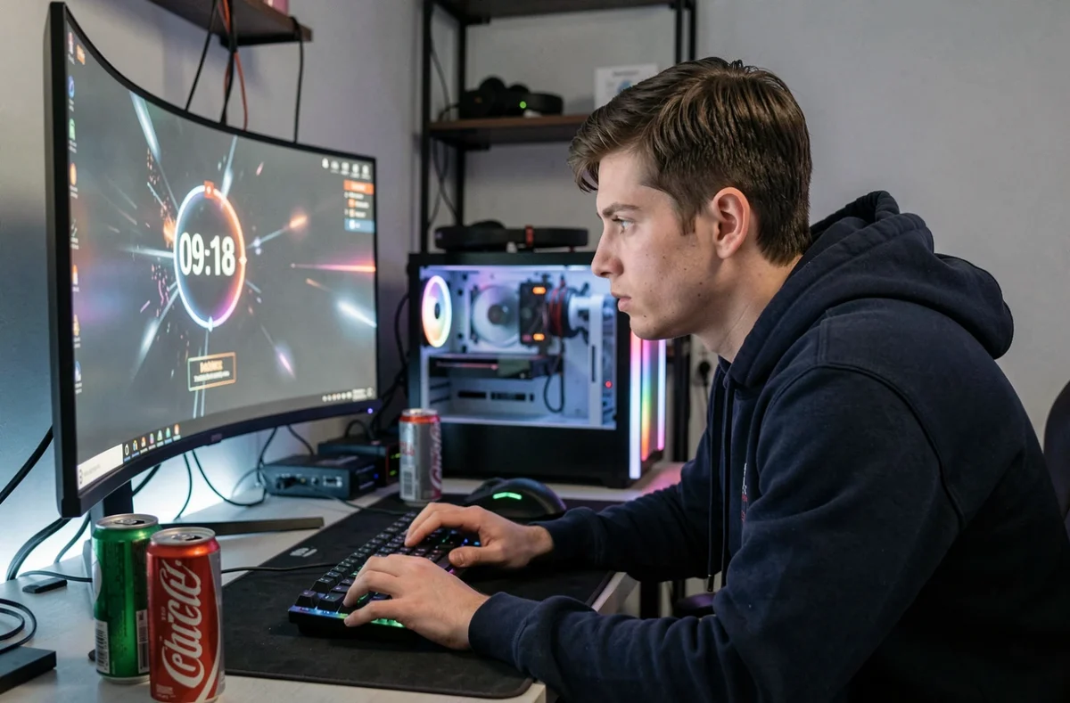 Joueur impatient devant un écran affichant un compte à rebours pour la date de sortie de Battlefield 6