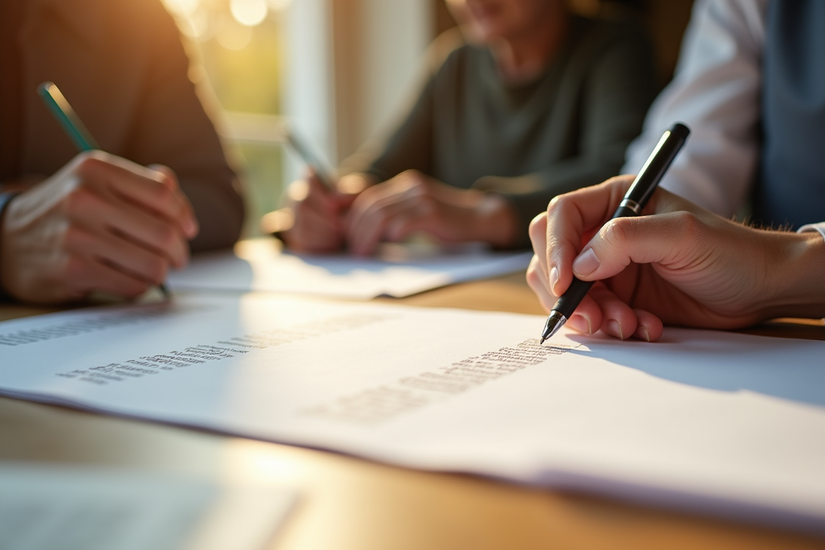 Mains d une personne agee ecrivant sur une liste d invités